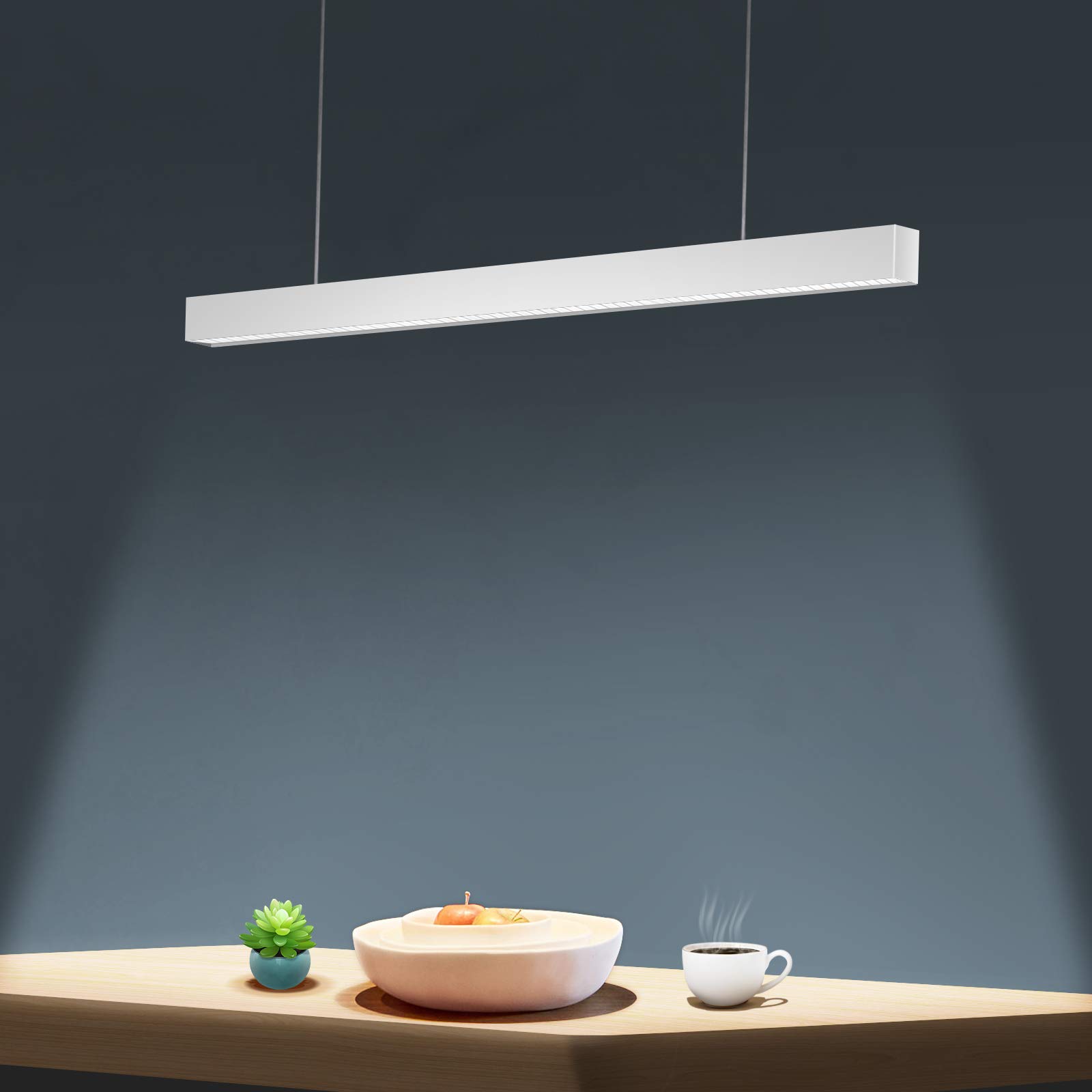 OOWOLF Lámpara de Techo LED Colgante 110cm, 40W - Diseño Lineal Moderno Luz Blanca Neutra 4000K para Salón, Comedor, Cocina u Oficina