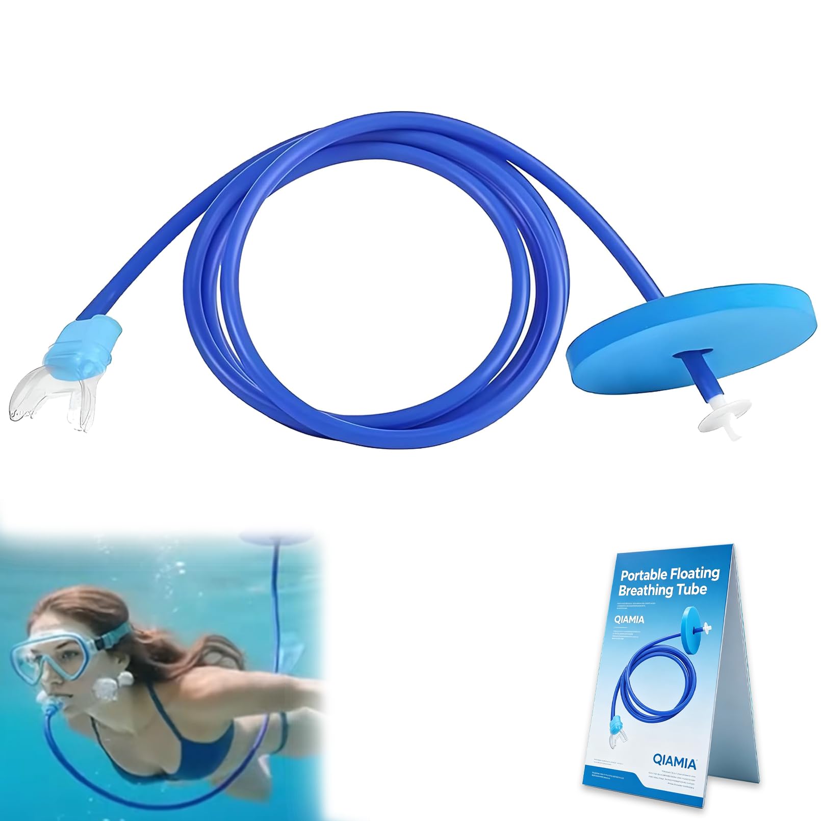 Full Dry Snorkel, Portable Floating Breathing Tube for Swimming & Snorkeling, Anti-Leak Valve Design for Surface Use in Shallow Ocean, Lakes & Streams, Not for Deep Diving (Single Tube(39.3in))