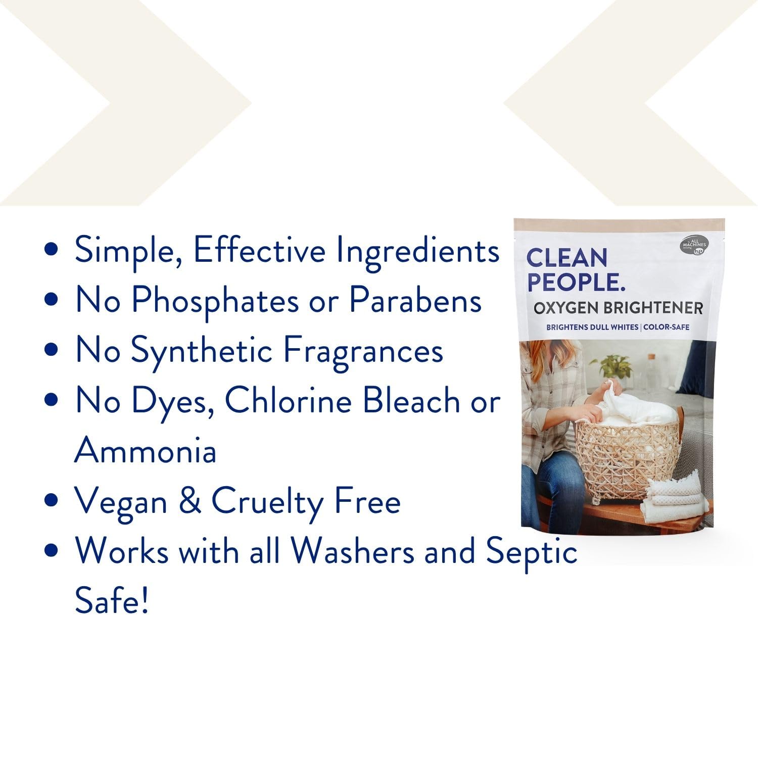 Clean People Natürlicher Sauerstoffaufheller, Fleckenentferner, natürliche Bleichmittel-Alternative, pflanzliche gewonnene Inhaltsstoffe, hellt stumpfe Weiße und Farben auf, entfernt Flecken – 2,3 l