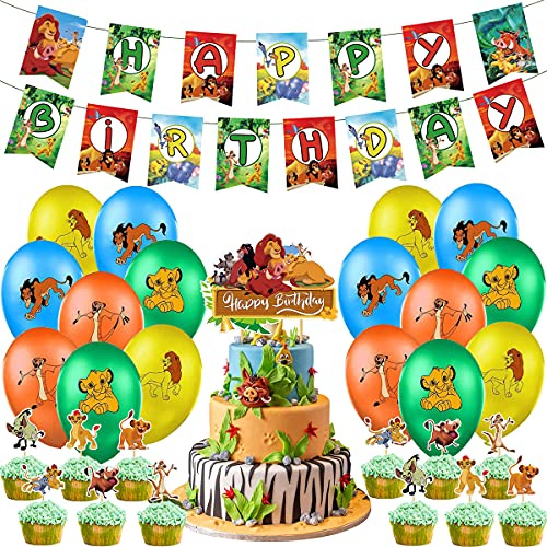 Suministros de fiesta de The Lion King globos de Rey León, decoraciones de Animal Cumpleaños...