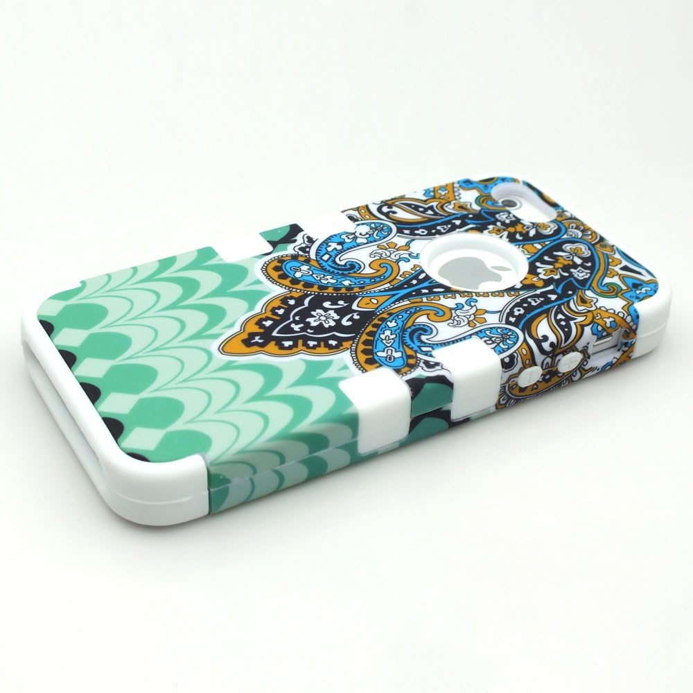 New 3-Piece Butterfly Tribal Tribe Pattern High Impact Hybrid Combo Hard Case Cover for iPhone 5 5G 5TH White