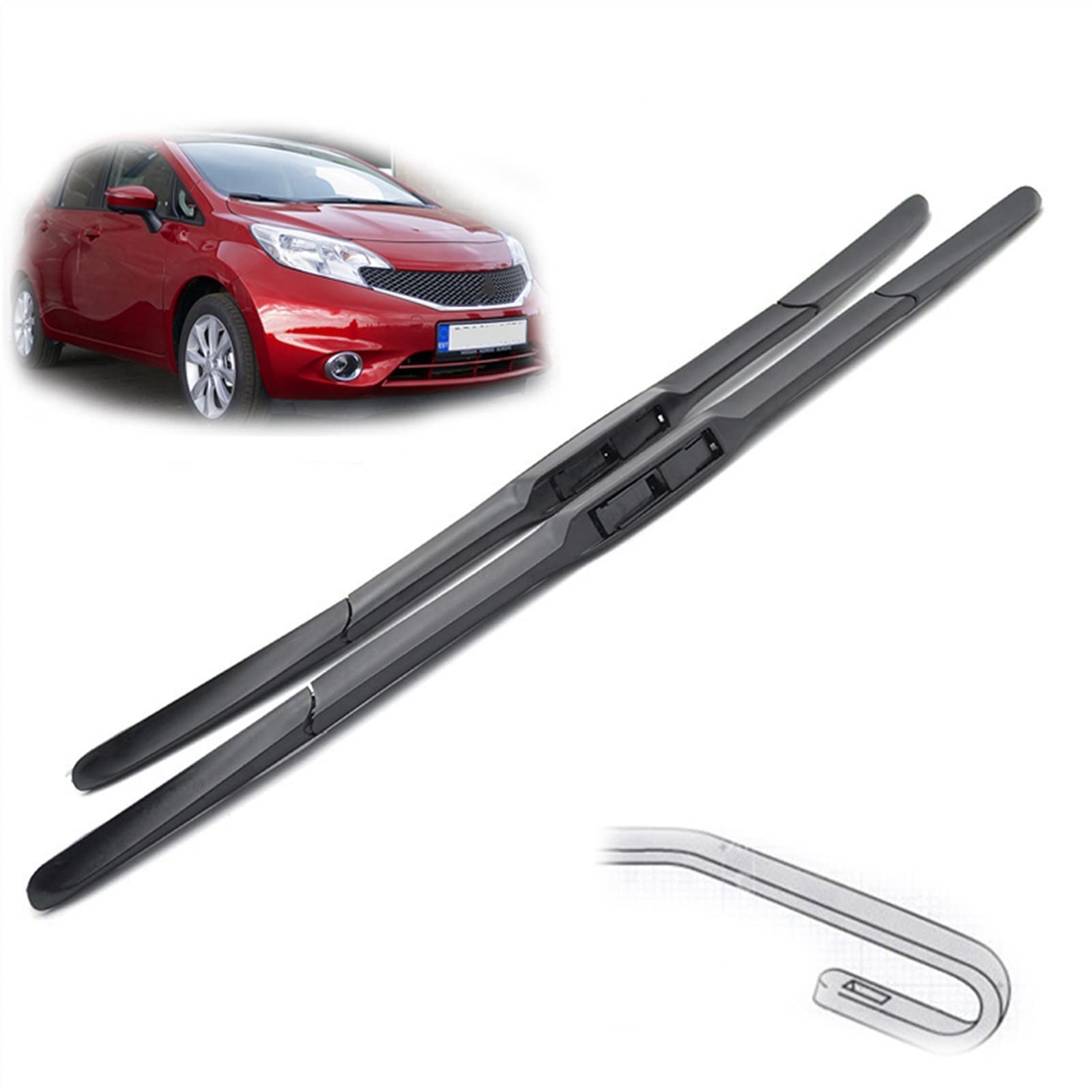 WITTSY Pièces D'essuie-Glace 24 "+ 14" Avant Hybride Balais D'essuie-Glace Voiture Pare-Brise Pare-Brise Fenêtre Pluie Brosses pour Nissan pour Note E12 2013-2019