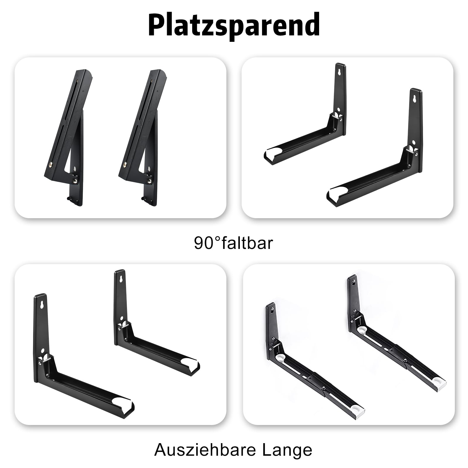 Support Mural Micro Onde,2 Pièces Acier Micro-Ondes Support,Installation Murale Micro-Ondes Support,Pliable et Télescopique,Support Mural pour Micro Ondes Noir,pour Accessoires de Cuisine à Domicile