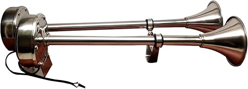 Miniatura 3 de BOTE MARINO ACERO INOXIDABLE TUMPETA DUAL CUERNO 12V RESISTENTE