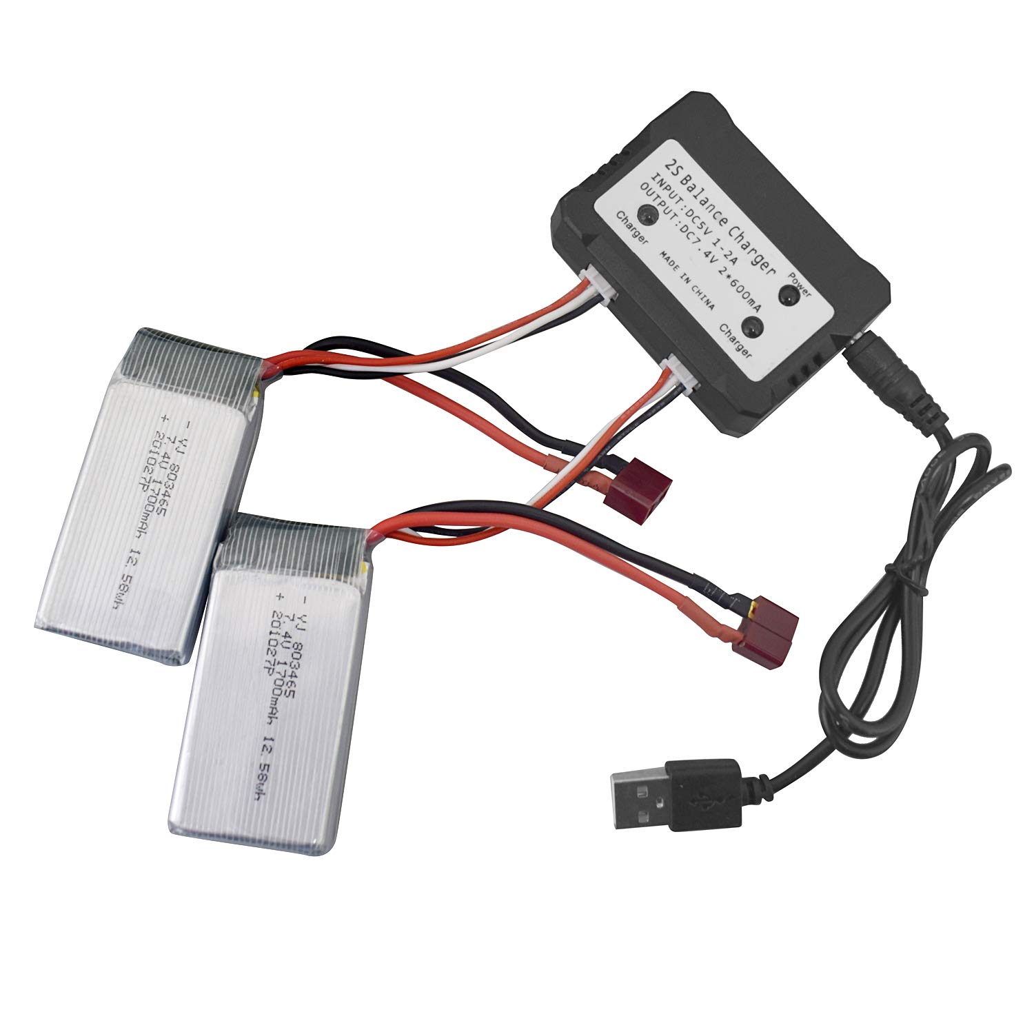 Amazon.co.jp: 2つの7.4V 1700mAhリチウムバッテリーベルト2合1充電器