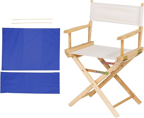 Miniatura 6 de PATIKIL Juego de accesorios para sillas de director, kit de repuesto de lienzo para silla de artista de maquillaje con 2 palos redondos, color azul