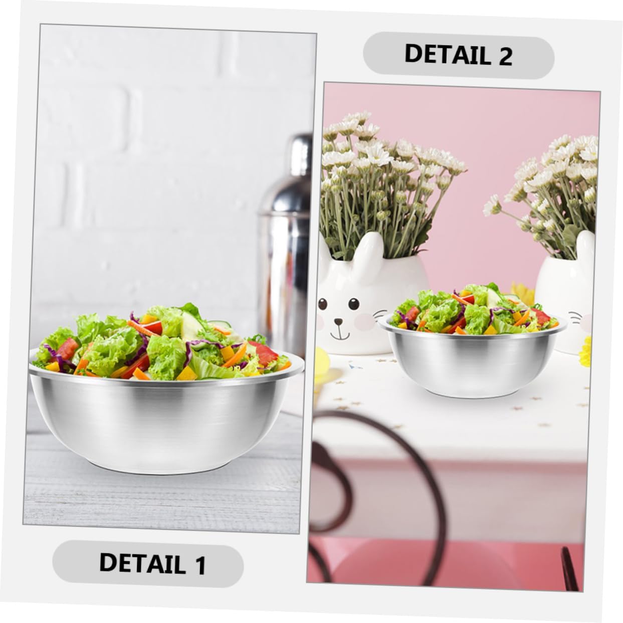 5pcs Stainless Steel Bowl Serving Bowl Lids for Kitchen Baking Meal Prep