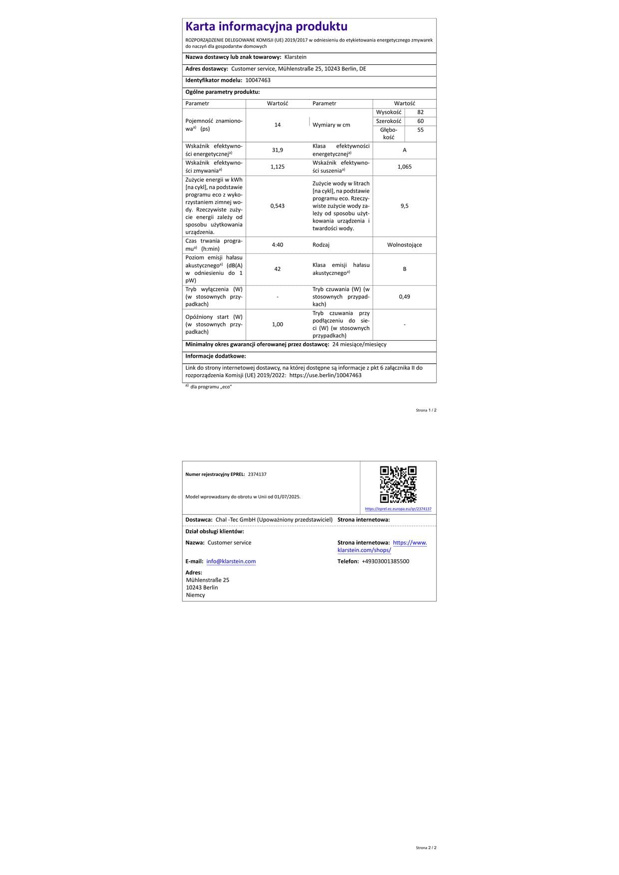 Klarstein Velaire zmywarka 60 cm – wolnostojąca, 14 miejsc, 9 programów, 42 dB, klasa energetyczna A, AquaStop, zabezpieczenie przed dziećmi, zmywarka 60 cm, stal nierdzewna
