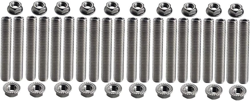 Dewhel 20 pcs stainless exhaust manifold stud kit manifolds Super Duty for Ford 6.8 Liter V10
