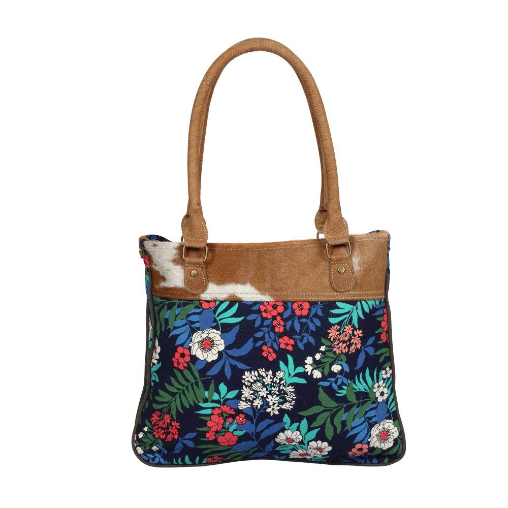 Myra Bag Beatific Upcycled Canvas & Cowhide Handbag S-1383