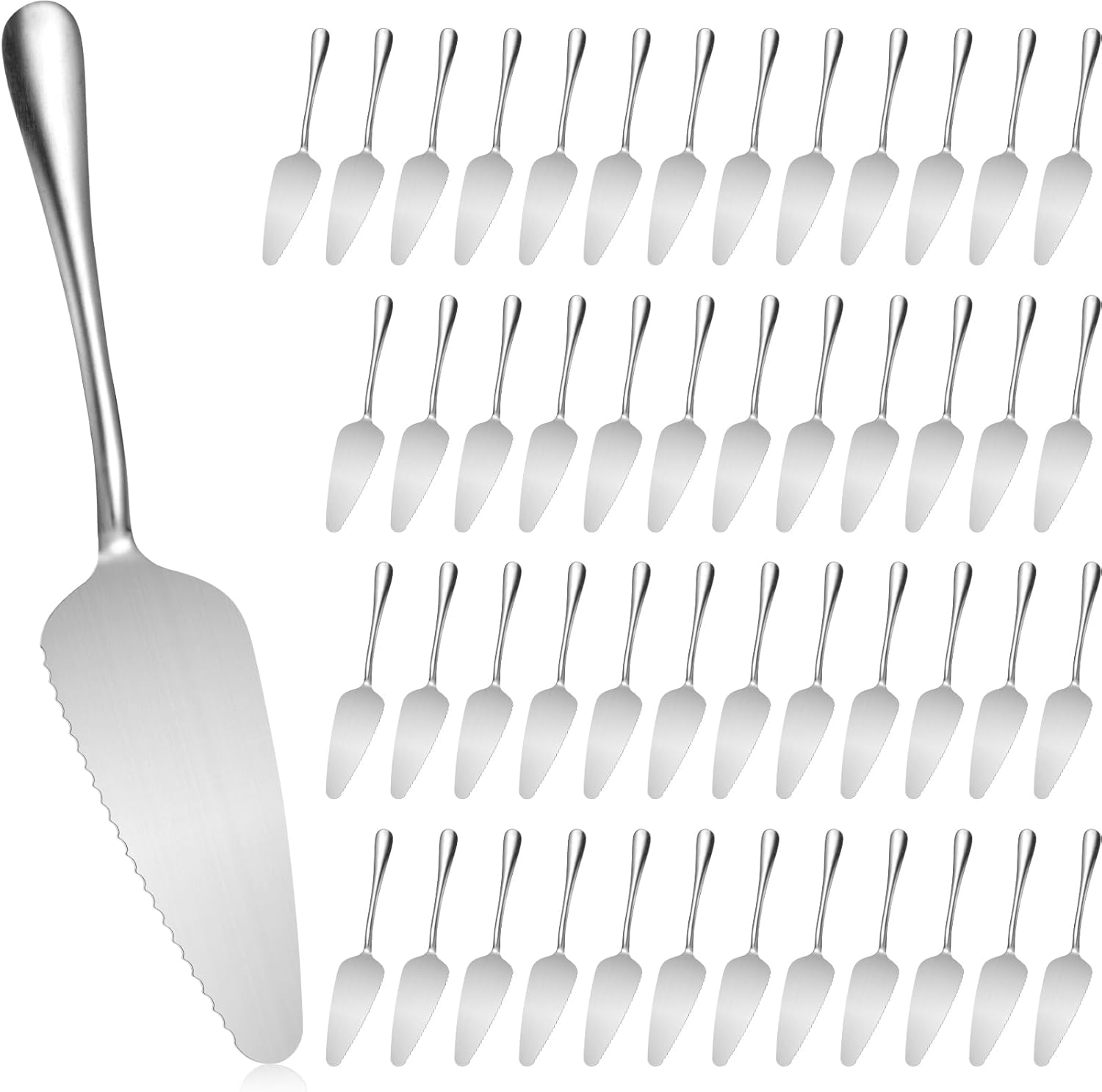 Baderke 50 Pcs Pie Server Pizza Server Spatula Stainless Steel Cake Pie Pastry Professional Utensil for Pizza Dessert Cheese Cutting, 9 Inches, Silver