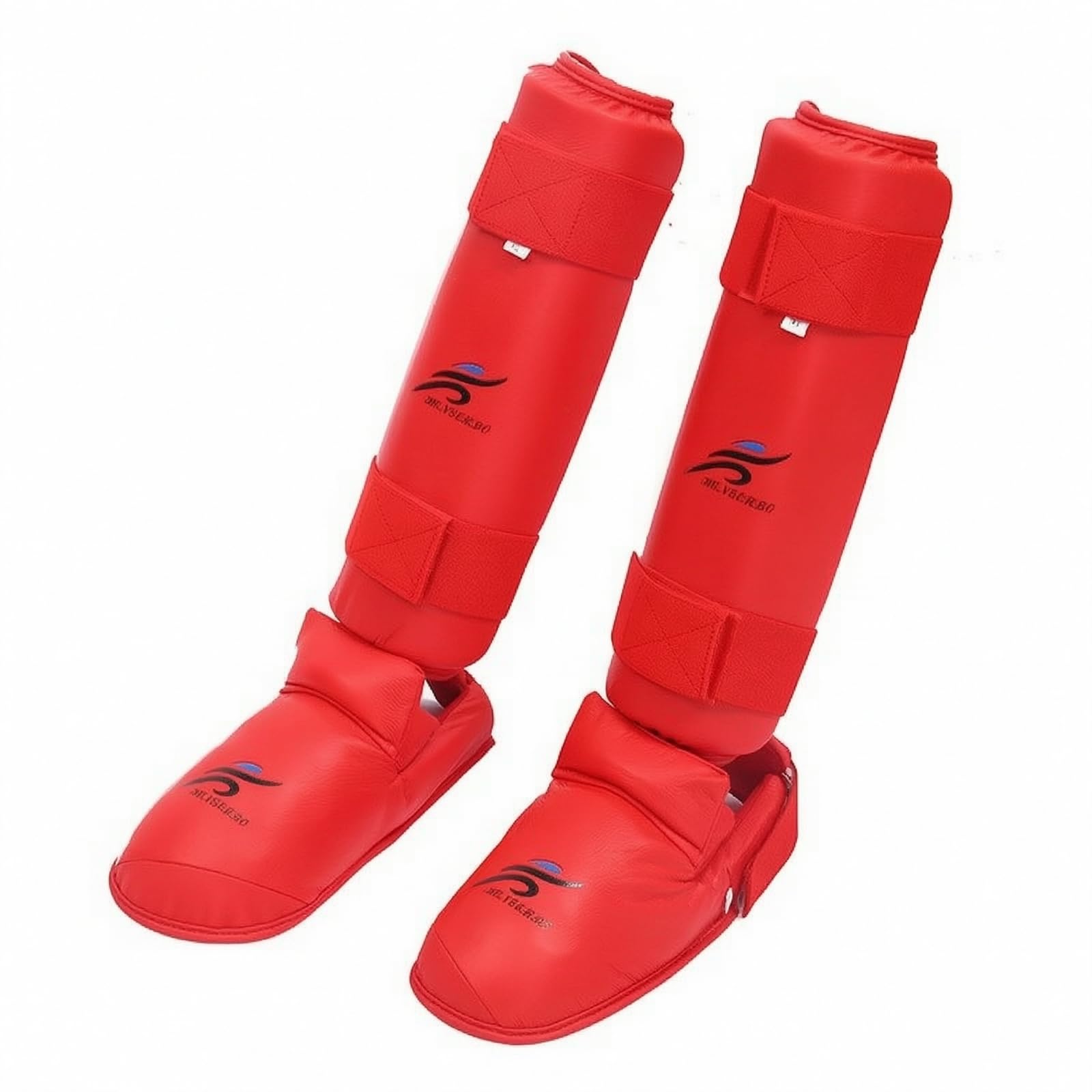 predolo Protège-Tibia et Cvre-Pied Karaté Léger Protection Karaté avec Rembrrage en Respirant pr Sparring, Rouge, M
