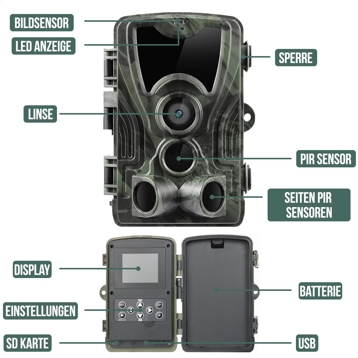 Strex Wildkamera mit Nachtsicht - 120 MP 4K Ultra HD - Wasserdicht - Inkl. 32 GB SD