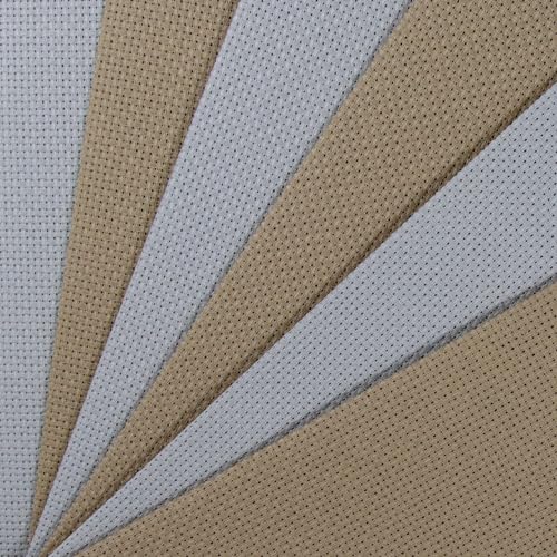 Image of KCS 6 pc of 12 inch x 18 inch(30cmx45cm) 14CT Counted Cotton Aida Cloth Cross Stitch Fabric (Pearl Grey+Khaki)