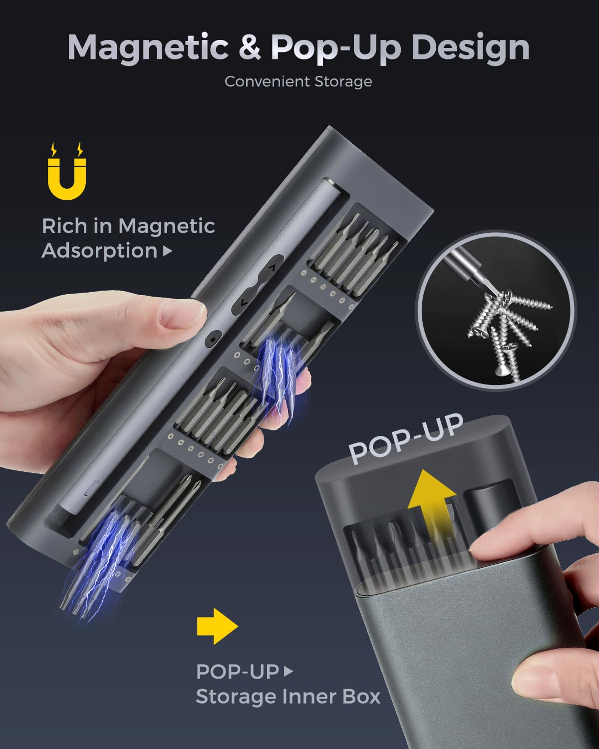 LIFEGOO Mini cacciavite elettrico, 62 in 1, set di cacciaviti di precisione senza fili con 48 bit, luci LED, tappetino magnetico, kit di strumenti di riparazione portatile ricaricabile per telefono,