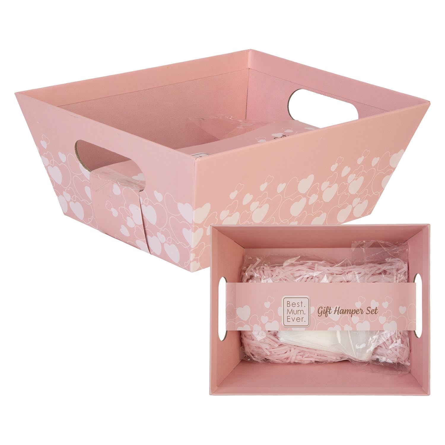VFM e-Store Mothers Day Hamper Basket Gift Set Pink 9 cm Keepsake for Mum Birthday Present Xmas Hamper Basket and Christmas Hampers Inspired Decorative Home Accessory