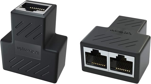 Ethernet Splitter Shielded RJ45 Extender Coupler (Connect as Pic For 2 Devices Surf Internet Simultaneously) Adapter Joiner Connector For Cat6 5e 5 8P8C Network LAN Flat Round Cable Extension