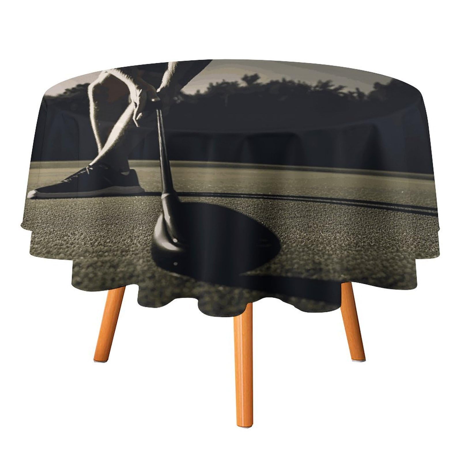 Fekiloot Style Golf Fitness Round Tablecloth - Heavy Duty And Washable,Polyester Decorative Fabric Table Cover,Tablecloths For Kitchen Dining, Wedding, Birthday Party50x50in