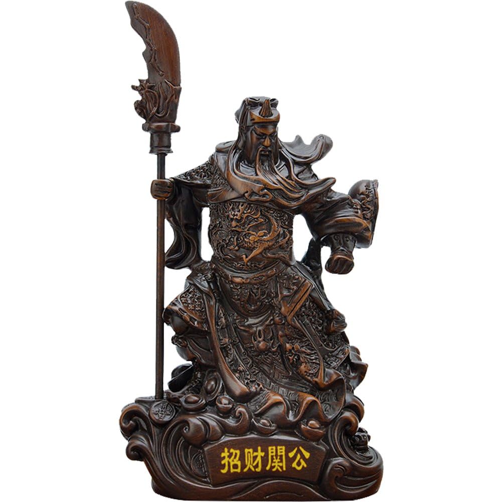 Dinntty As Shown Chinese Fengshui Guan Yu Statue Vintage Kuan Gong Statue Ornament Wealth Figurine For Home Office Decoration