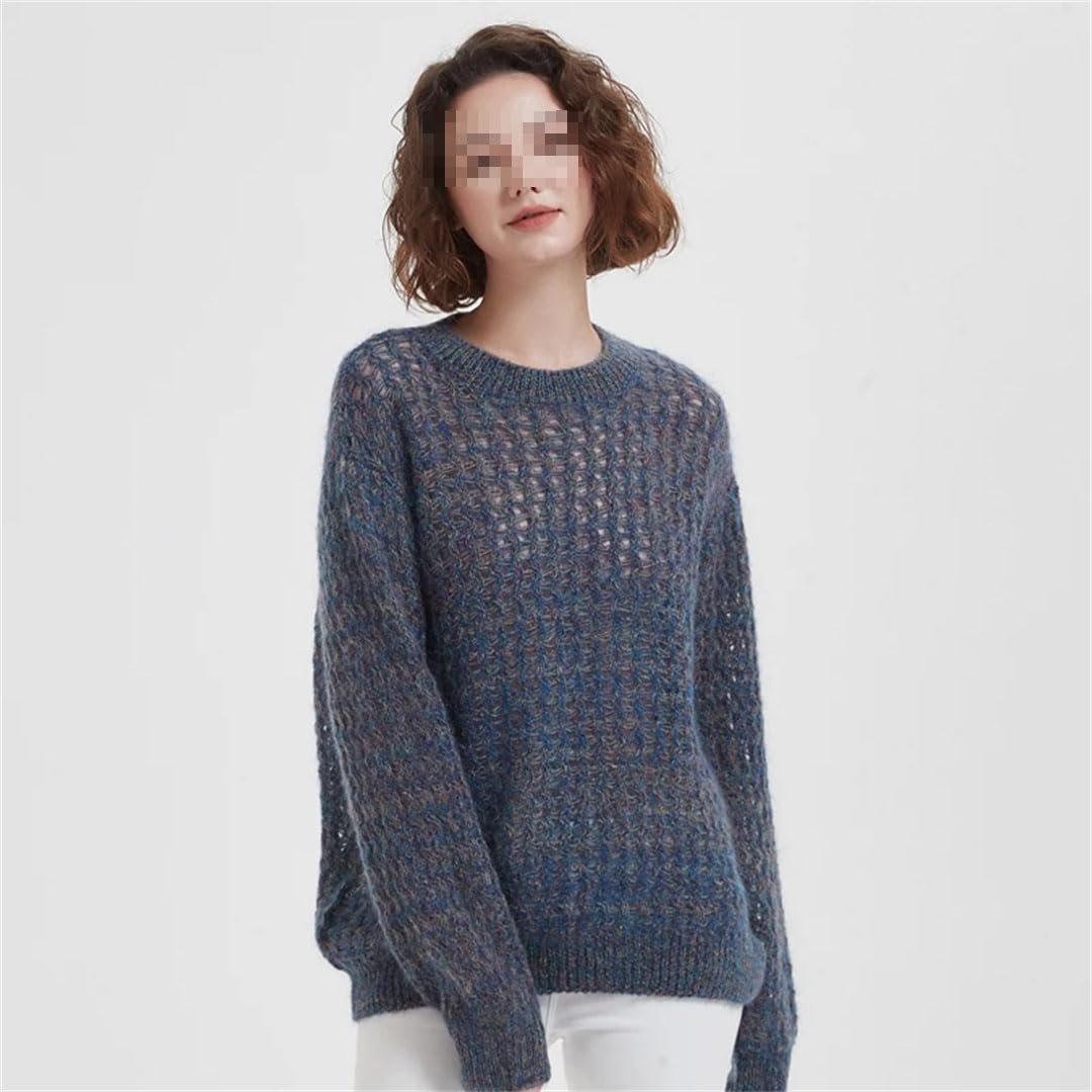 Jersey De Invierno para Mujer, Suéter con Cuello Redondo, Jersey De Punto De Lana De Manga Larga, Tops Sueltos