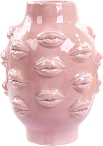 Miniatura 11 de Jarrón de Cuerpo de Cerámica, Jarrón de Labios Decoración de Mesa Decoración Moderna de Granja Florero para Hogar Oficina Tiendas 6.5 x 4.72