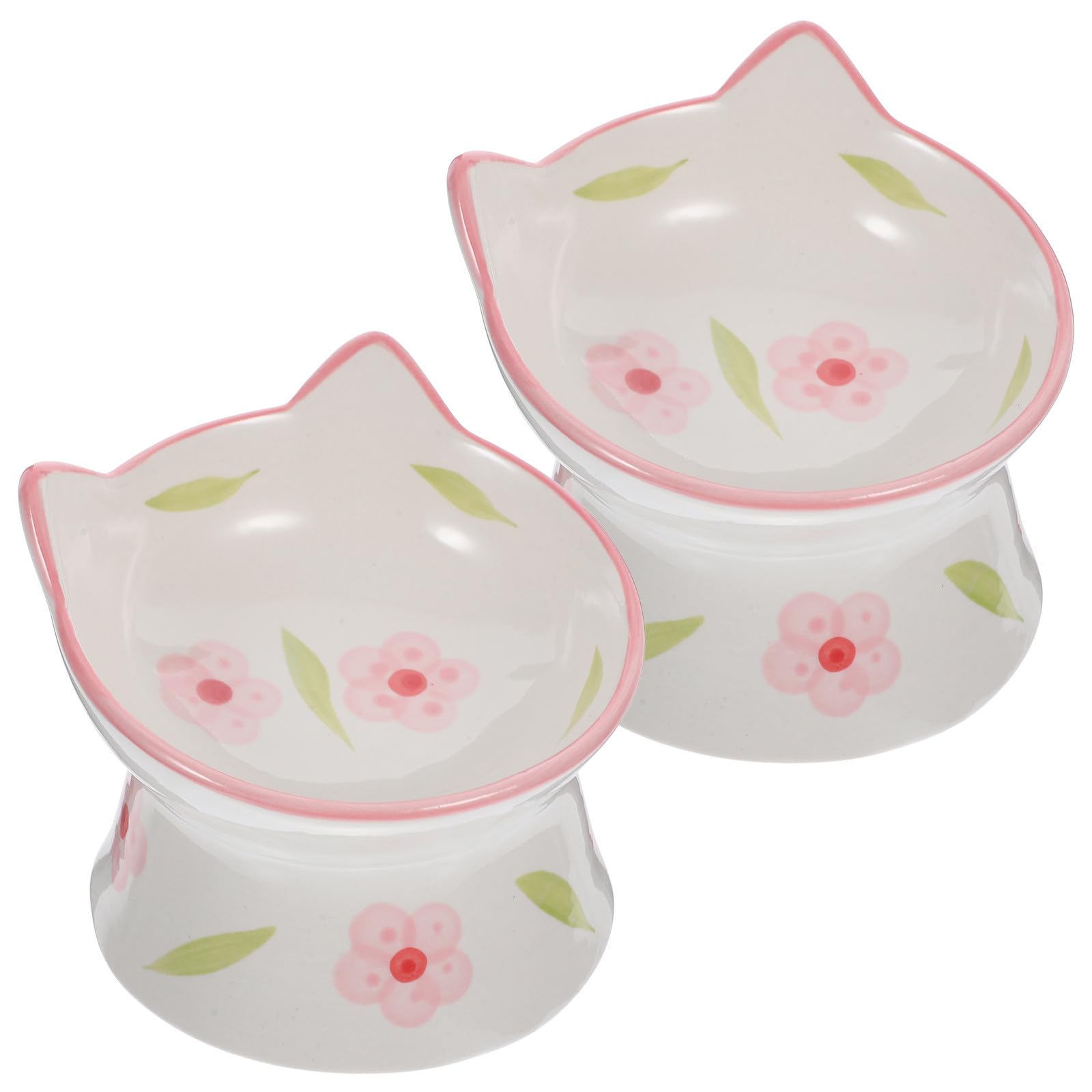 HEALLILY Ceramic Elevated Cat Bowl Raised Cat Water Bowl Elevated Design Neck Protection for Daily Feeding