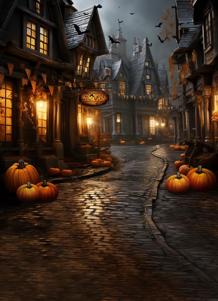 MEHOFOND 5x7ft Halloween Backdrop Pumpkin Night Bat street Castle Horror Night halloween decorations Children Party Decoration Banner Photography Backdrop Wall Studio photo Props - Image 2
