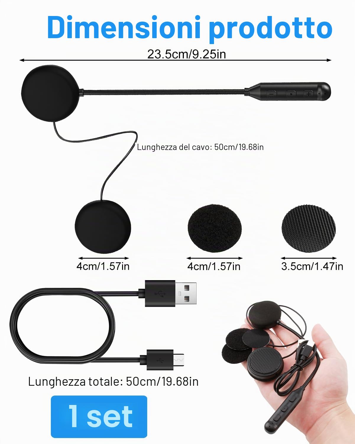 Auricolare Bluetooth Moto Bt5.3, Autonomia 16 Ore, Chiamata Vivavoce Microfono, Controllo Chiamata, Riduzione Rumore