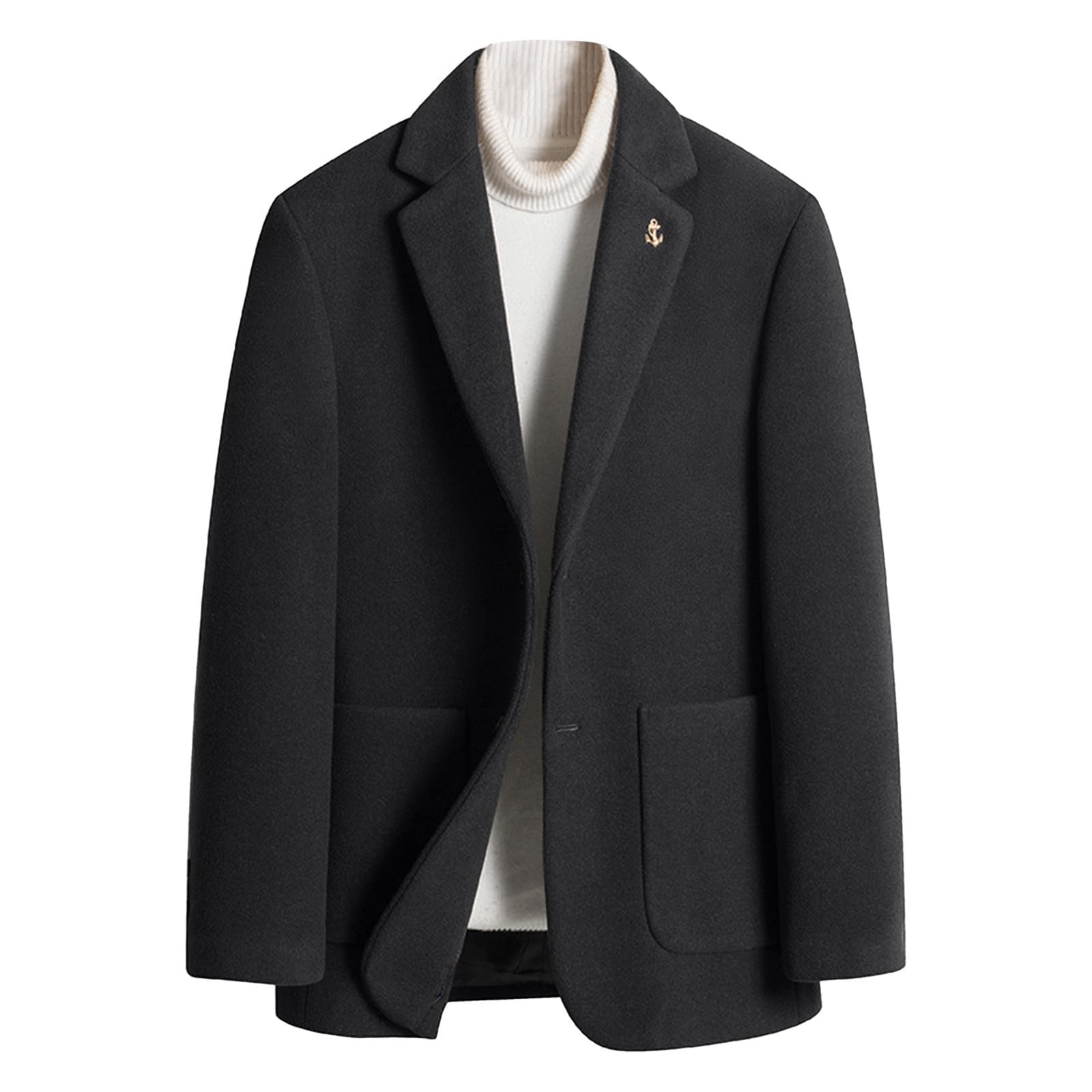 Generisch Giacca da uomo slim fit, giacca blazer per lavoro, matrimonio, tempo libero, giacca sportiva blazer in tweed con bottoni
