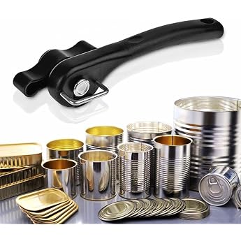 Manual Can Opener with Non-Slip Handle 2 in 1 Can Opener