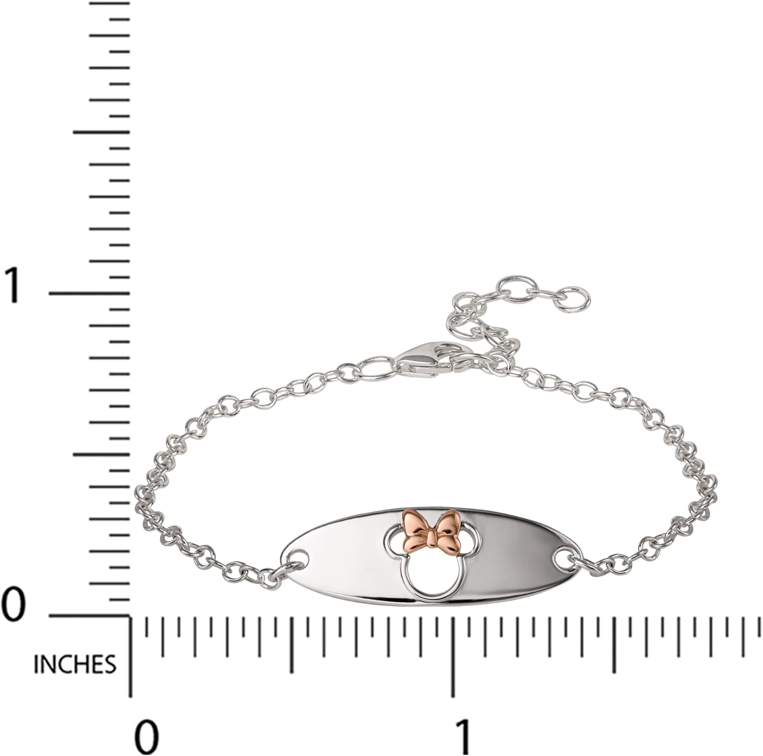 Disney Minnie Mouse Sterling Silver Pink Plated Bracelet, 5.5" + 1" Extender, Officially Licensed