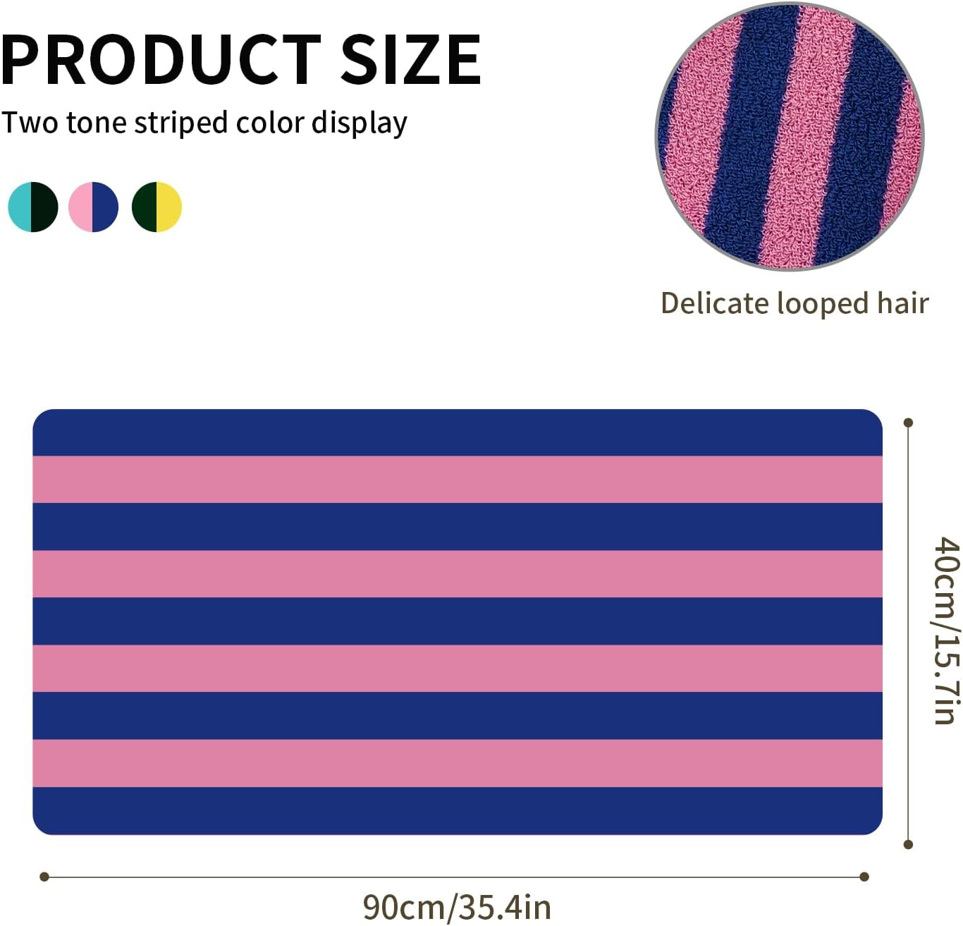 Oversized Striped Hand Towels for Bathroom, 100% Cotton Towel Set 35.4 by 15.74 inches - Quick Dry & Light Weight, Pink Kitchen Towels for Guest, Luxury Towel Gift (6 Pack) - Image 9