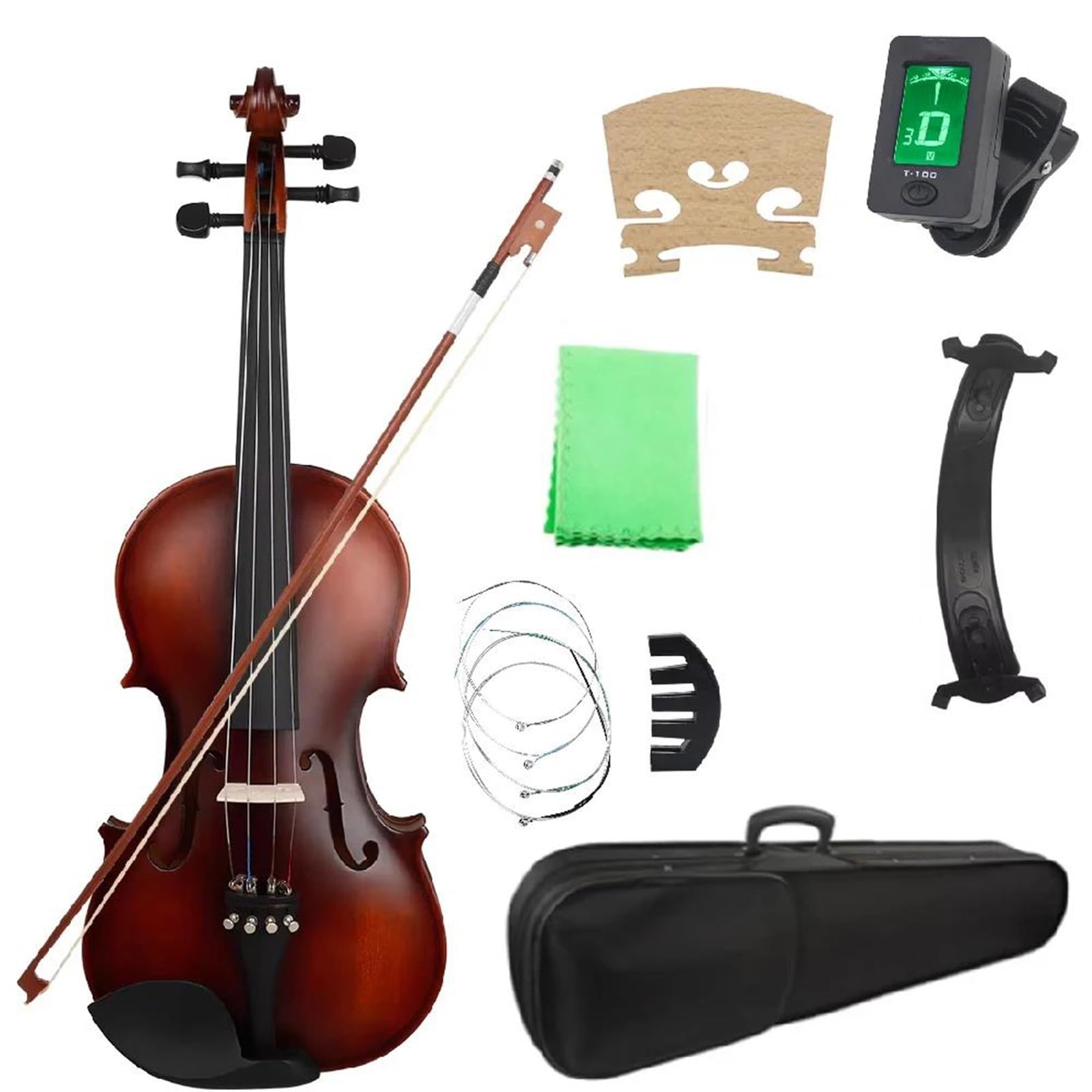 Violino 1/2 3/4 4/4 Opaco Acustico Tiglio Per Principiante Con Custodia E Accordatore E Arco E Strumenti A Corda Strumenti(Set,1/2)