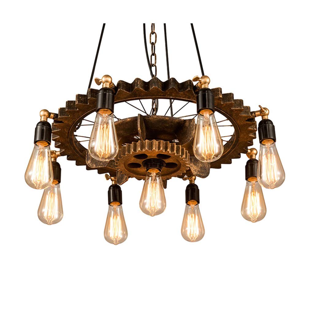 Chandelier Vintage Chandelier Vintage Chandelier Wood and Metal Height Adjustable E27 Industrial Chandelier/Chandelier Black Restaurant/Cafe/Bar/Living Room,D