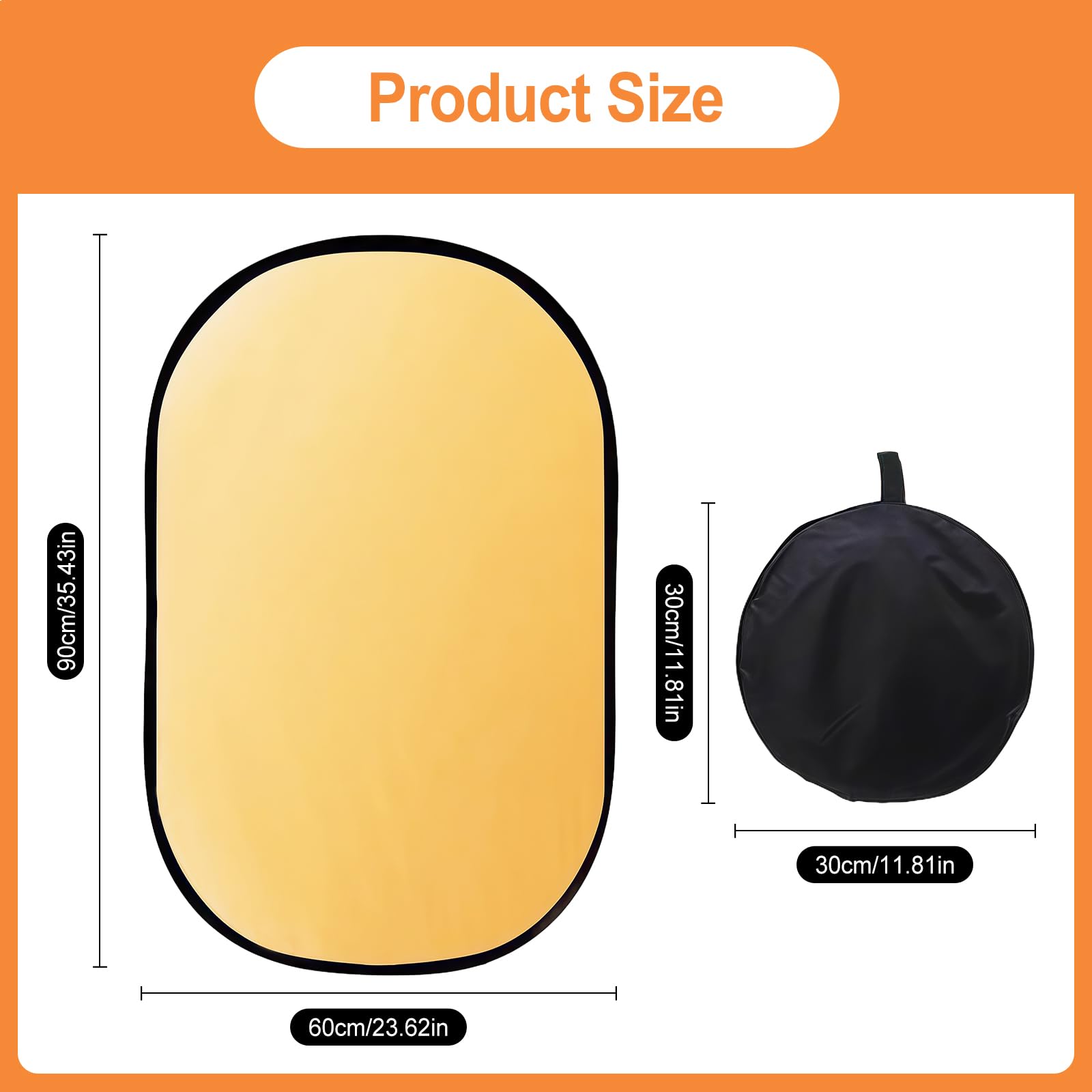 5 In 1 Pannello Riflettente Fotografico, Riflettore Fotografico 60cm X 90cm,Rifletto Di Luce per Fotografia Ovale Pieghevole, Riflettore di Luce Diffusore di Luce Trasparente/Argento/Oro/Bianco/Nero