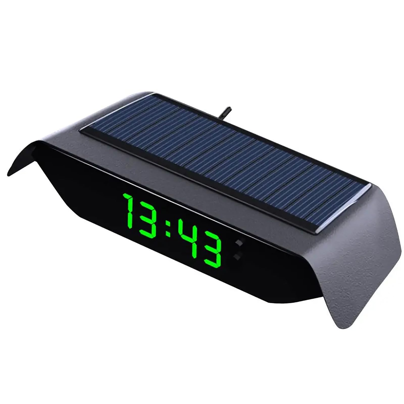Hsioluted Solar Powered Car Clock Noctilucence Electronic Dashboard Timepiece with Temperature Date Display for Auto Enthusiasts USB Charging Car Clock