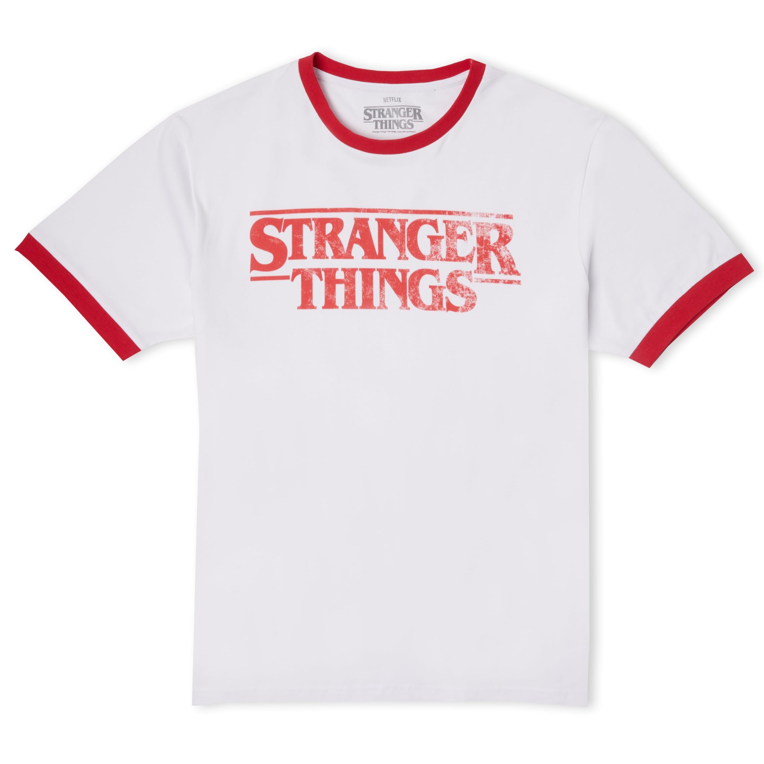Stranger Things Vintage Logo Unisex Ringer T-Shirt - White/Red - S