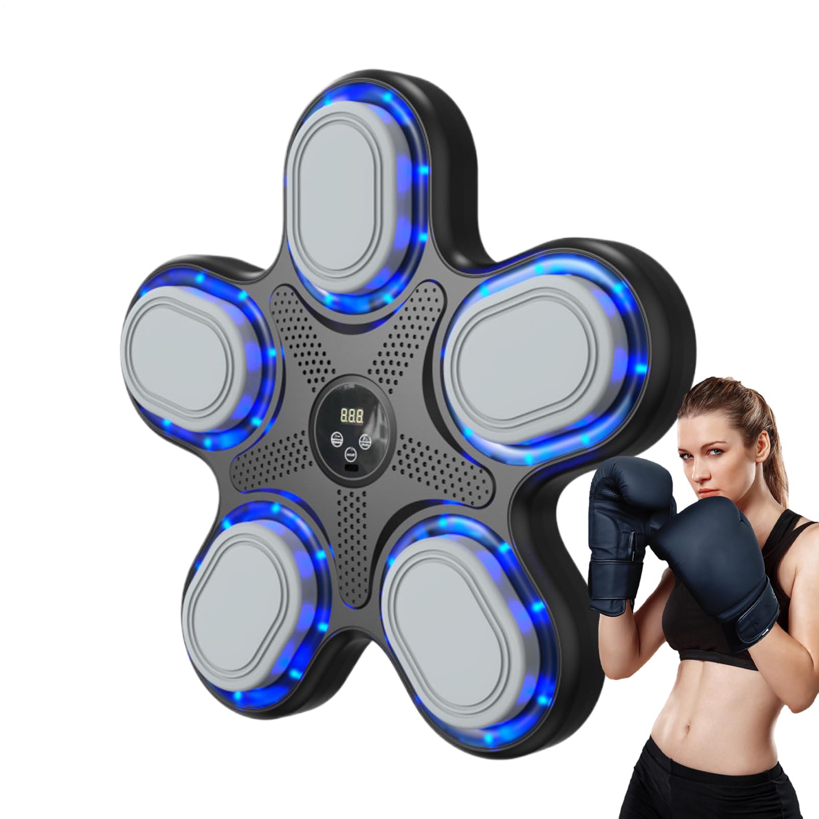 Máquina de música boxeadora - entrenador electrónico inteligente con luces | LED, montaje interactivo en la pared | equipo de fitness para niños, adultos, gimnasia en casa, boxeo interior