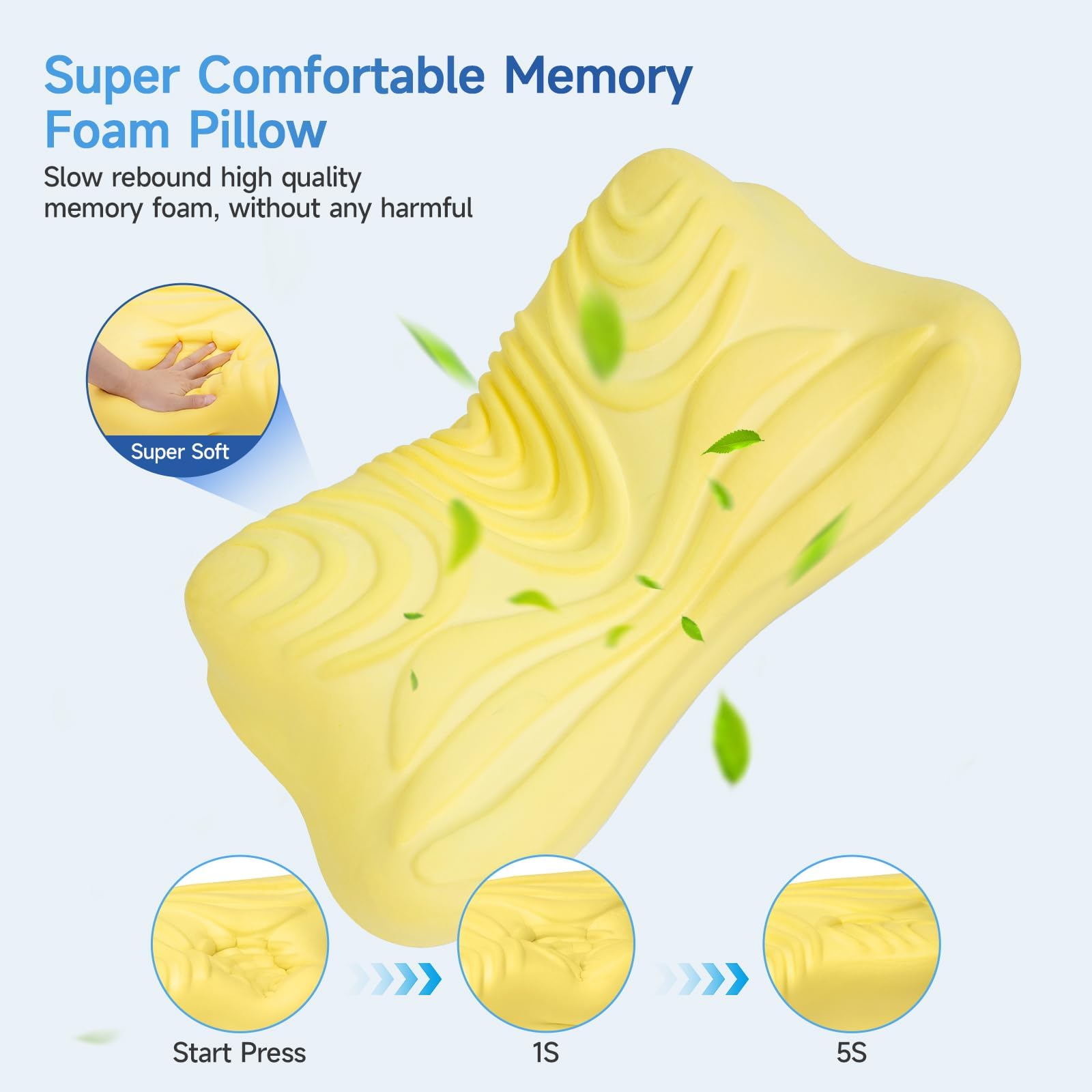jiaao Almohada Cervical de Espuma Viscoelastica, Almohada Cervicales y Cuello, Almohada Ortopedica para Soporte de Cuello, Almohadas Ergonómico para Dormir de Lado y Boca Arriba, Gris Claro
