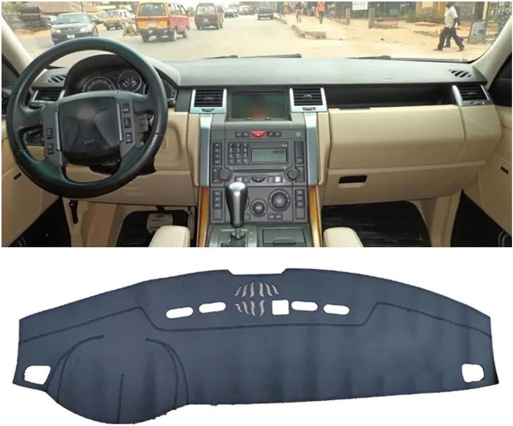 Leather Car Dashmat Dashboard Cover Pad Dash Mat Carpet,Fit for Land Rover Range Rover Sport L320 2006-2009 Accessories,LHD-Black-red Wire