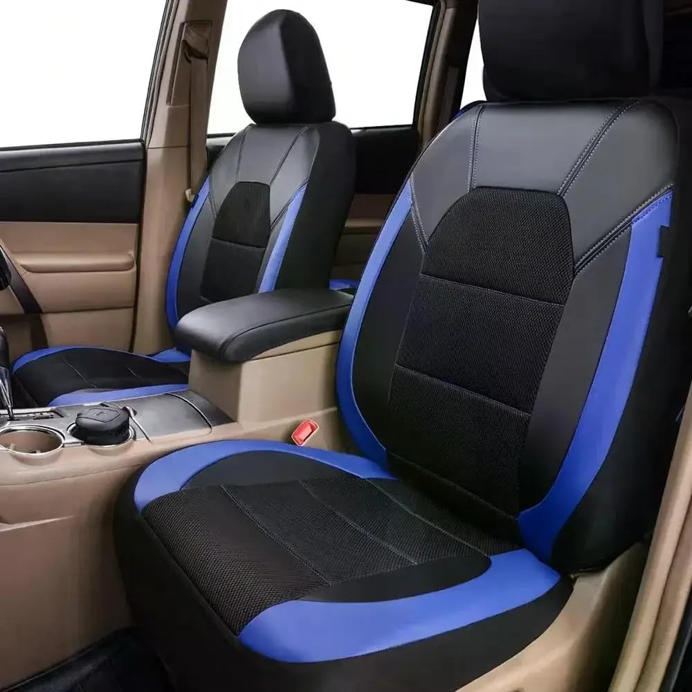 Protections Siège PU Lot De 9 Housses Siège Auto Universelles en PU Coussin Protection Complet pour Voitures 5 Places Et Camions(Black Blue)