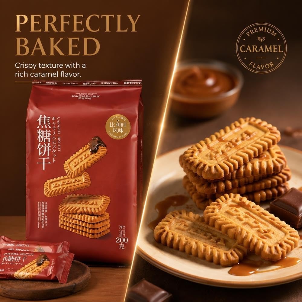 Snack con biscotti al caramello, confezione da 2 confezionati singolarmente