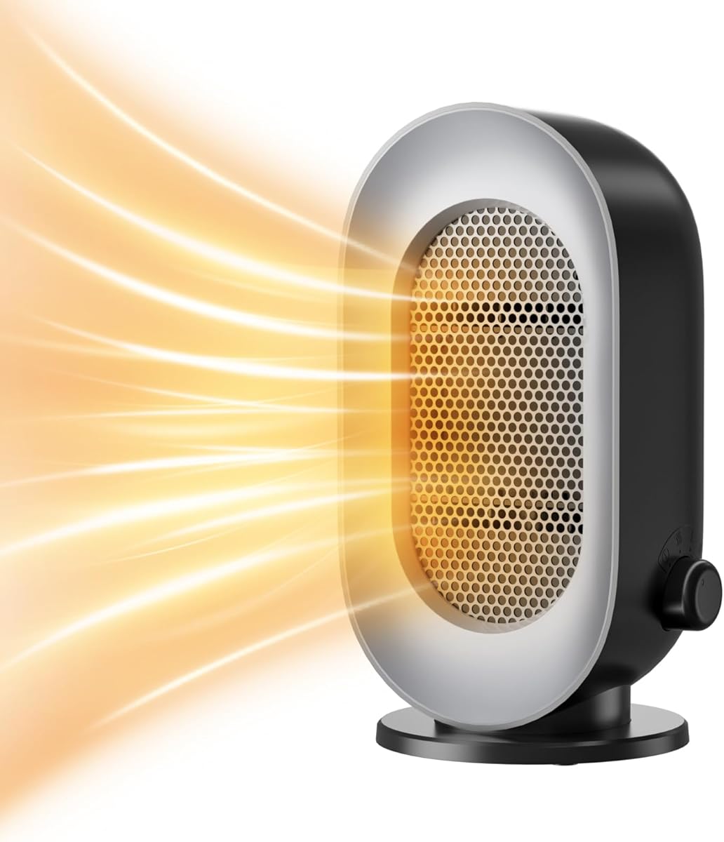 Portable Space Heater Indoor, 3 Modes Portable Small Electric Heaters, Portable Heater with Overheat and Tip-Over Protection for Fast, Quiet and Energy Efficient Heating (Grey Black)