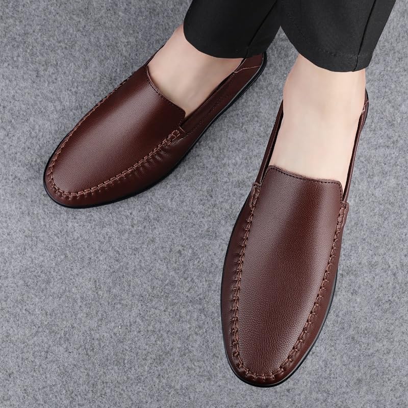 Men's Loafers Shoes Round Toe Solid Color Vegan Leather Loafer Shoes Lightweight Comfortable Resistant Classic Slip On4