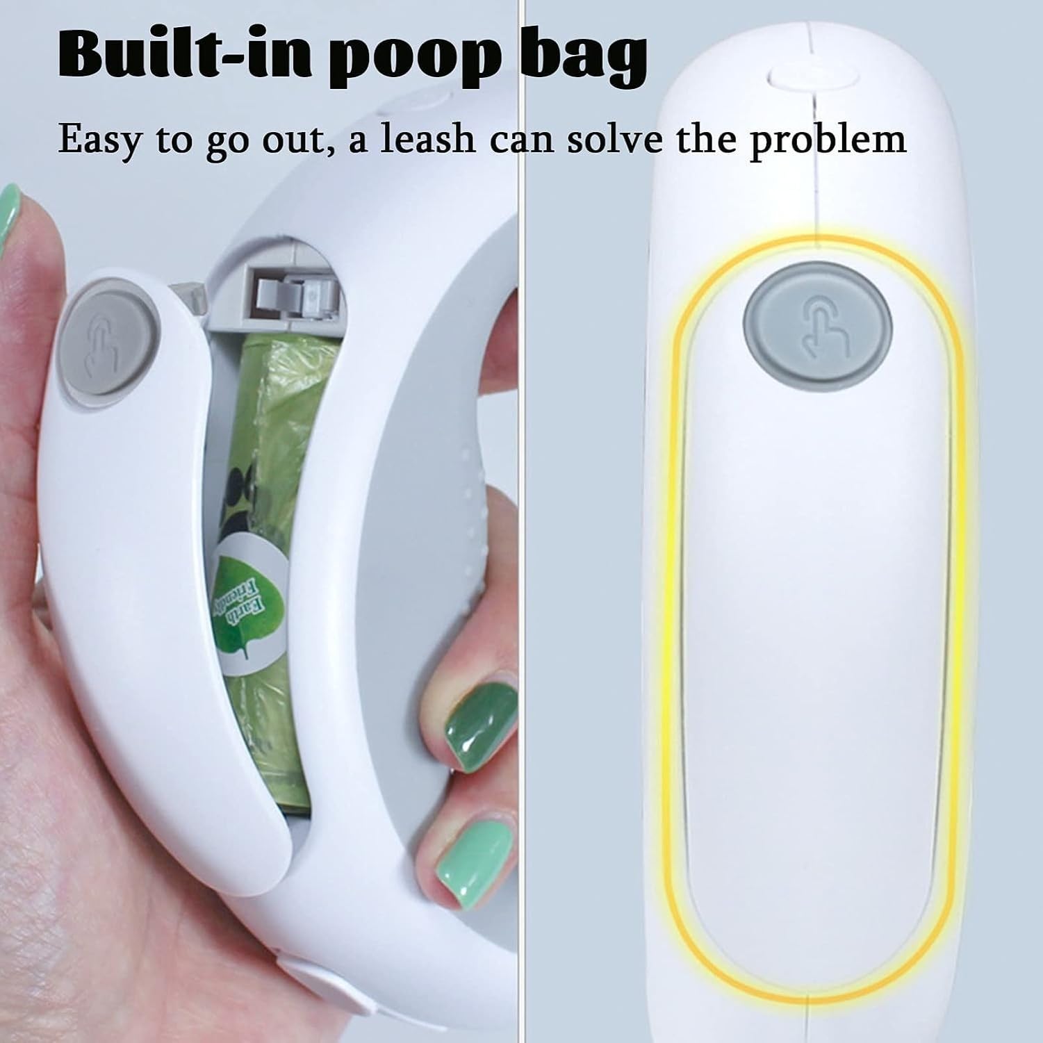 Guinzaglio per Cani Retrattile con Luce LED Ricaricabile e Sacchetti Igienici, 3 Metri con Nastro Antigroviglio per Cani Piccoli e Medi Fino a 27 kg, Impugnatur, Blue