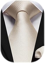 HISDERN Krawatten für Herren Karierte Krawatte mit Einstecktuch Formelle Klassische Hochzeit Herrenkrawatte und Taschentuch Set für Männer