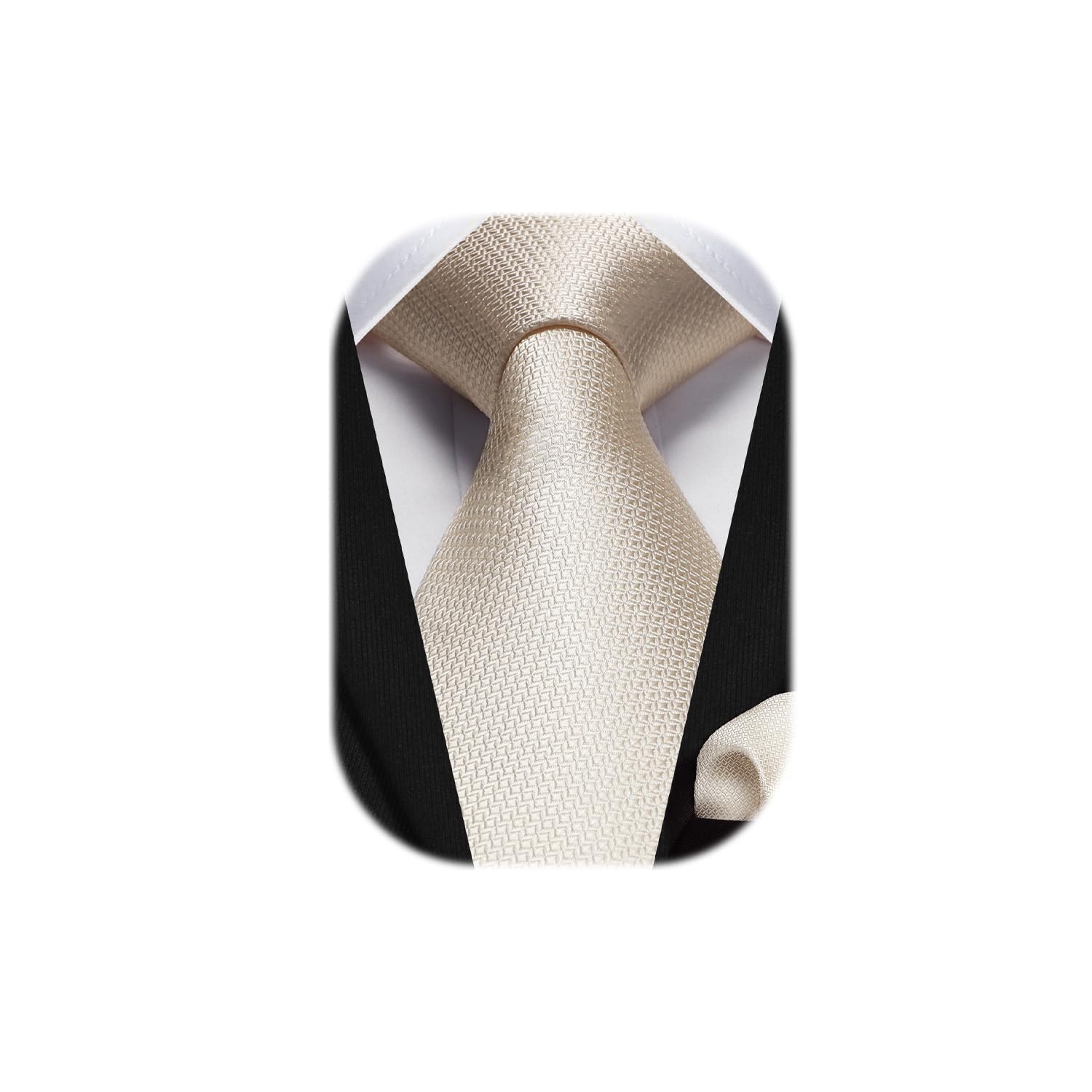 Men's Tie and Pocket Square Set Solid Check Necktie with Handkerchief Formal Classic Elegant Ties for Men Wedding Business Ceremony Banquet