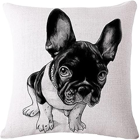 Diorama 17.7x17.7 Inch (45x45 cm) Cotton Linen Square Personalized Decorative Throw Pillow Case Cushion Cover Lovely French Bulldog Series Cushion Covers Pillow Cases (#002) Cover
