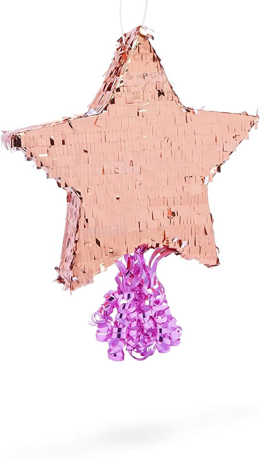 Small Star Pull String Pinata for Birthday Party (13 Inches, Rose Gold)