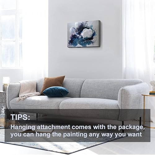 Miniatura 54 de Lienzo artístico para pared, pinturas de arte abstracto, fantasía azul, grafiti colorido sobre fondo blanco; decoración artística moderna para sala